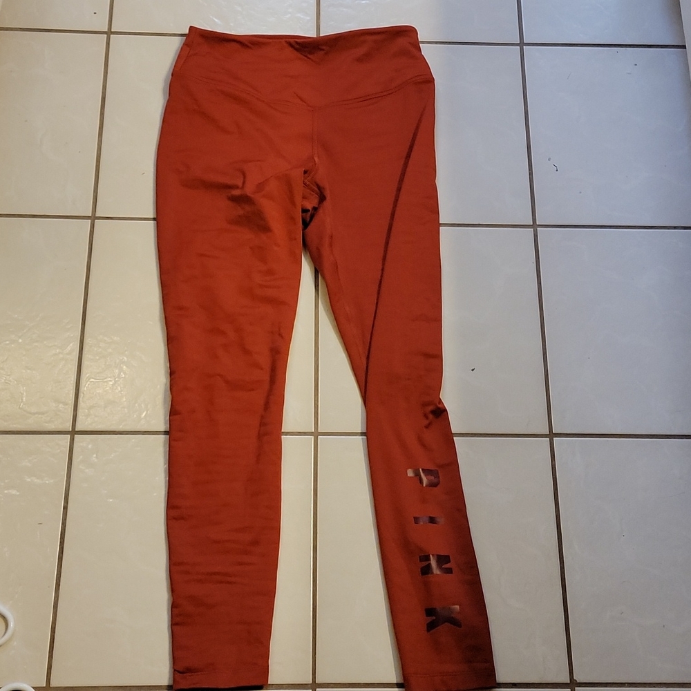 Victorias secret pink cozy fleece lined leggings orange rust color size medium